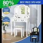 ALFORDSON Dressing Table Stool Set Makeup Foldable Mirror Vanity Desk Chair