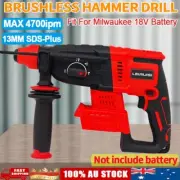 Brushless Cordless SDS Plus Hammer Impact Drill Tool For Milwaukee 18V Battery