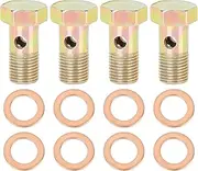 X AUTOHAUX 4 Sets M10x1.0mm Metric Thread Banjo Bolts Brake Fitting Adapter