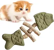 WJnflQN Kitten Chew Toys Teething,Fish Bone Teether - Wooden Interactive Cat Boredom Relief Kitten Teether Chew Toy for Indoor Outdoor Play