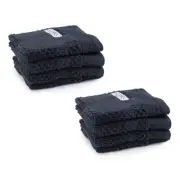 8pc Onkaparinga Avalon Bathroom Face Washers 30x30cm Cotton 550GSM Midnight