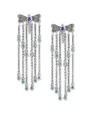 Samuel B. Silver 0.96 ct. tw. Amethyst & Blue Topaz Butterfly Tassel Drop Earrings