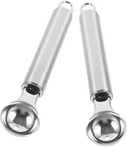 CANIGHT Melon Ball Maker 2pcs Stainless Steel Fruit Scooper Ice Cream Spoon for Dessert