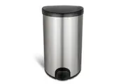White Magic 50L Smart Bin Toe Tap Rubbish Can Foot Pedal Trash Container Silver
