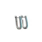 ANYCO Earrings Sterling Silver Charms Bohemian Blue Zircon U Shaped Ear Buckle For Women Girl Teen Fine Fashion Stylish Accessories Jewelry Gifts