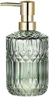 Hand Soap Dispenser Glass Soap Dispenser with Press Pump Diamond Cut Texture - Hand Wash Bottle for Kitchen Bathroom - Unique Soap Dispenser Bottle Spring Decor