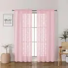 Wasa 72 Inch Sheer Curtains, Light Filtering Blush Pink Window Curtain Panels