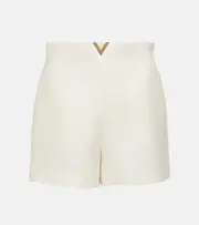 [Valentino] Valentino Vlogo wool and silk crêpe shorts AU 14 white