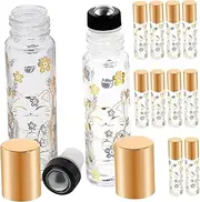 Baluue 12 Pcs Cartoon Fortune Cat Pattern Refillable Essential Oil Roller Bottles Leak Resistant Glass Bottles for Perfume DIY Fragrance Blends Travel Friendly