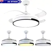 42'' Ceiling Fan with LED Light Retractable Blade and Remote Control 3 Colors