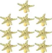 Tighall 10 Pieces Starfish Knobs Coastal Beach Ocean Theme Single Hole Pulls Handles With Screws for Cabinet Drawer Cupboard (Gold)