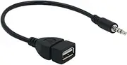 KESOTO AUX to USB 3.5mm Male Aux Audio Plug to USB Female Converter Cable Cord Converter Cable, Black