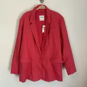 Abercrombie & Fitch Women's Linen blazer Pink Single Button Oversized XL NWT