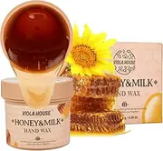 VIOLA HOUSE Wax Hand Mask, Hand Peeling Masks, Hands Care Exfoliate Hydrating, Hands Skin Repair Renew Mask For Cracked Hands, Dry, Aging Hands 150g (Honey & Milk)