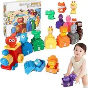 MOONKATE Farm Animals Montessori Train Set Toys, Sorting Counting Matching Educational Learning Toys for Kids Toddlers