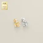 14K Real Solid Gold Diamond Swish Stud Ear Piercing Cartilage Tragus Helix 18G