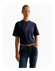 [Trenery] Cotton Modal Interlock T-shirt in Navy