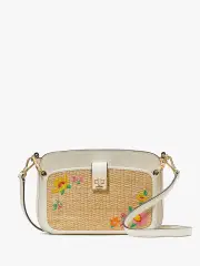 Phoebe Embroidered Straw Turnlock Crossbody Duo