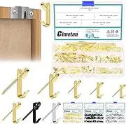 Cimeton 75Pcs 5 Sizes Picture Hangers Picture Hanging Kit Picture Hanging Hooks Frame Hooks Picture Hooks Picture Frame Hangers Picture Hooks with Nails for Wall Mounting (Gold)