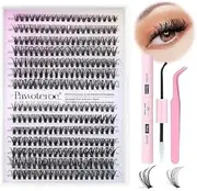 FIREYUN DIY Lash Extension Kit 280pcs Individual Lashes Cluster D Curl Eyelash Extension Kit 30D 40D 9-16mm Mix Lash Clusters with Lash Bond and Seal and Lash Applicator Tool for Self Application at Home (30D+40D-0.07D-9-16MIX KIT)