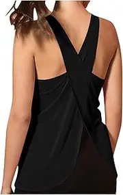[Akklian] Athletic Tank Top for Women Cross Backless Workout Tops Racerback Tank Tops Open Back Running Gym Tank Yoga Tops 2024