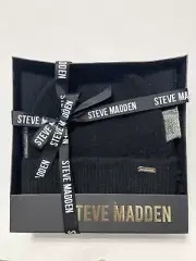 Steve Madden Womens Hat & Scarf Gift Set Black & Gray Onesize