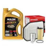 Ryco Oil Air Fuel Filter 5L APX5W30D1 Service Kit for Jeep Wrangler JK 2.8L CRD