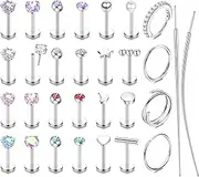 [JeweBella] 20G Helix Piercing Jewellery Surgical Steel Threadless Push in Nose Stud Labret Studs Nose Ring Tragus Cartilage Earrings Conch Daith Lip Piercing Silver Gold Septum Medusa Piercing 6/8/10MM