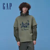 在飛比找momo購物網優惠-【GAP】男裝 Logo純棉印花圓領短袖T恤 厚磅密織水洗棉