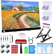 A3 LED Light Pad for Diamond Painting,Ratukall Diamond Art Light Board Kit,Adjustable Brightness Light Box for Tracing with Diamond Painting Accessories and Tools Includes Storage Case, Pens,Stand