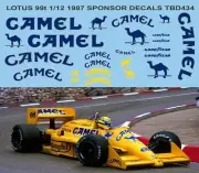1/12 Decals for Lotus 99T Ayrton Senna Satoru Nakajima Decal TBD434