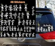 TOTOMO 48 Stick Figure My Family Car Stickers with Pet Dog Cat Fish Rabbit Bird Family Car Decal Sticker for Windows Bumper