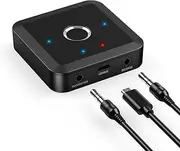 AMIR Bluetooth 5.2 Transmitter and Receiver for TV to Wireless Headphones/Speakers, 3.5mm AUX Audio Adapter with APTX Adaptive, Dual Connection, Lower Latency, 10H Playtime, for Airplane PC Car Gym