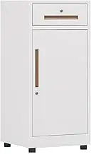 Vertical Filing Cabinet with Lock, 1 Drawer and 1 Door, Home Office File Box Organizer Storage Cabinet
