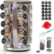 Rotating Spice Rack Organiser with 20 Spice Jars Revolving Spice Rack Tower