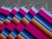 Serape Placemat ONWS19-Pink Southwestern Southwest Mexican Style Fringed Set 6