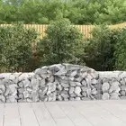Arched Gabion Basket 300x50x60/80 cm Galvanised Iron Garden Outdoor Decor 53513