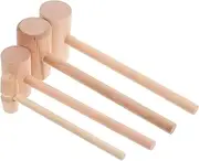 Kisangel 4pcs Wooden Crab Mallet Seafood Hammer Cake Mallet Natural Beechwood Comfortable Grip Easy to Clean for Cracking Shellfish Cake Decoration