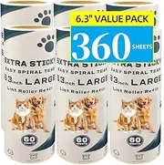 Large Lint Roller Refills 6.3 Inch 360 Sheets Extra Sticky Fluff Roller Supplement Suitable for Pet Hair Dust Removal Lint Rollers Replacement Core