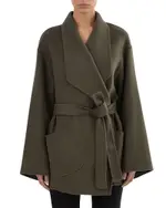 Lamarque Mekia Belted Double-Face Wool Oversized Wrap Coat