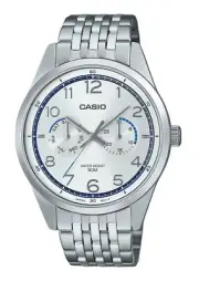 Casio MTP-E340D-7AV Stainless Steel Silver Dial Day/Date Quartz 50M Mens Watch