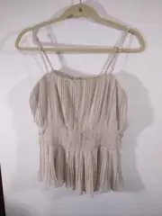 Naked Zebra Women's Pleated, Cropped Top, Size S, Spaghetti Straps, Back Zip,NWT