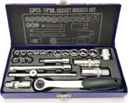3/8-Inch Drive Metric 6-Point Standard Socket Wrench Set, 6-22mm (22-Piece)