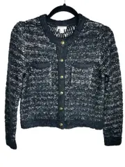 1455. Crew Cuts Black White Man Made/Wool/Alpaca Mix Cardigan NWT Sz L 10-11