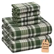 RUVANTI Flannel Sheets Full Size 6 Pcs - 100% Cotton Double Brushed Bed Sheet...