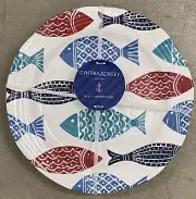 Cynthia Rowley Blue Green Red Fish MELAMINE Dinner Plates Set Of 4