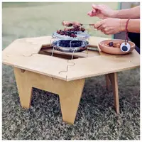 在飛比找momo購物網優惠-【May Shop】Kootil戶外露營燒烤圍爐桌六角桌(不