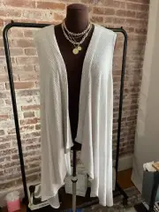 Et’ Lois Women’s XL Open Front Drape Long Duster Cardigan Sleeveless