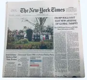 The New York Times Newspaper April 3 2025 Trump Rolls out Vast Arsenal Tariffs