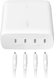 Belkin BoostCharge Pro 4-Port USB-C GaN Wall Charger, 200W Multi-Port Charger, USB-C PD 3.1 Fast Charge, 5ft Power Cord for MacBook Pro, iPhone 16 Series, iPad Pro, Galaxy S23, Google Pixel, & More